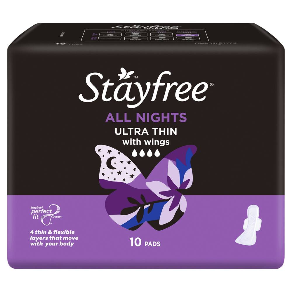 Stayfree All Nights Ultra Thin Pads With Wings (10 pack)