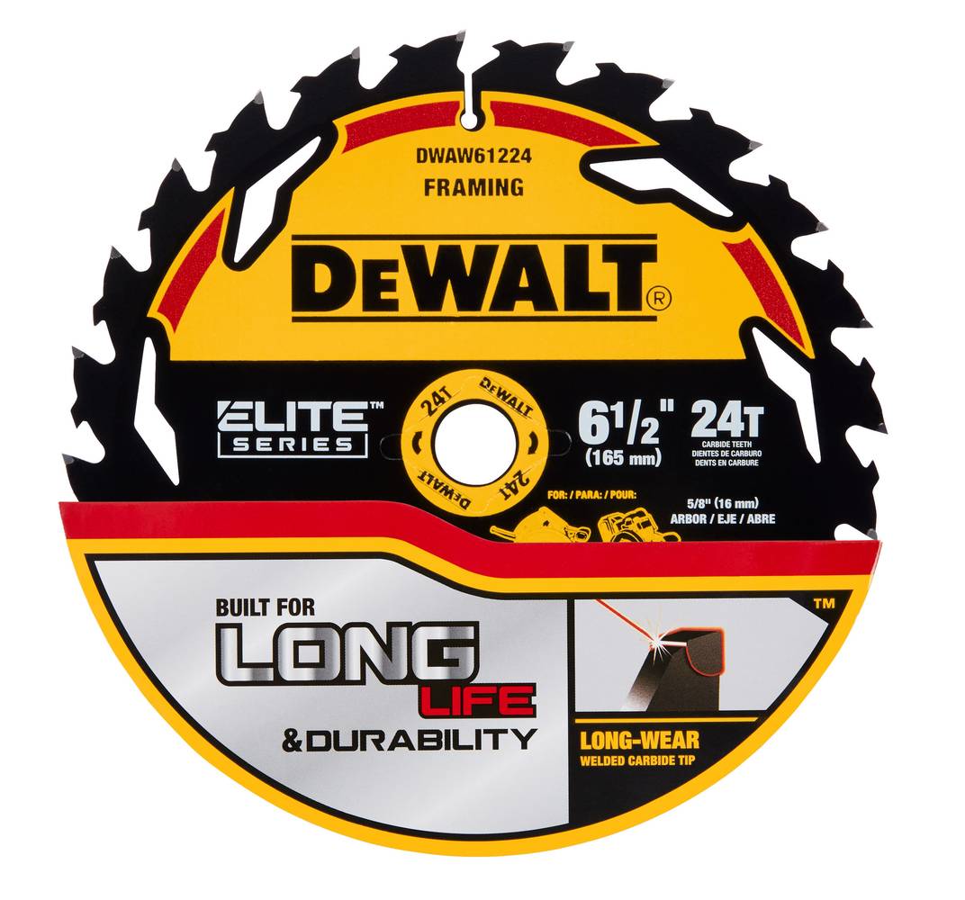 DEWALT ELITE SERIES 6-1/2-in 24 -Tooth Rough Finish Tungsten carbide-tipped steel Circular saw blade Individual | DWAW61224
