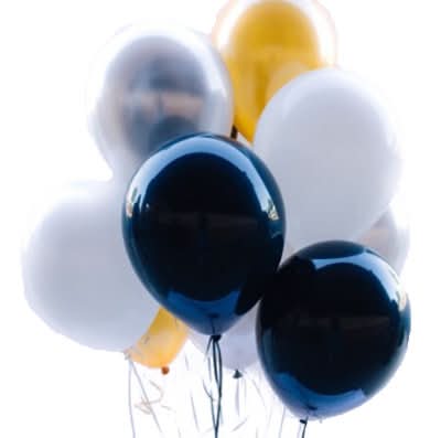 Latex Party Balloons, White-Gold-Black (12 ct)