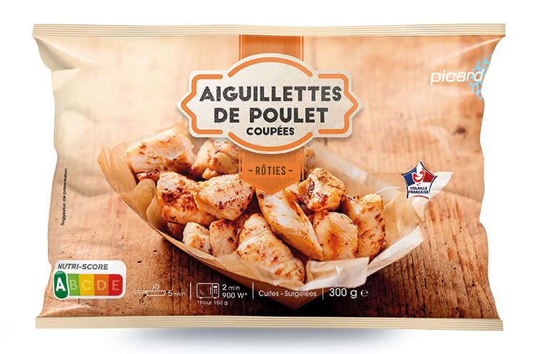 Aiguillettes de poulet rôties et coupées