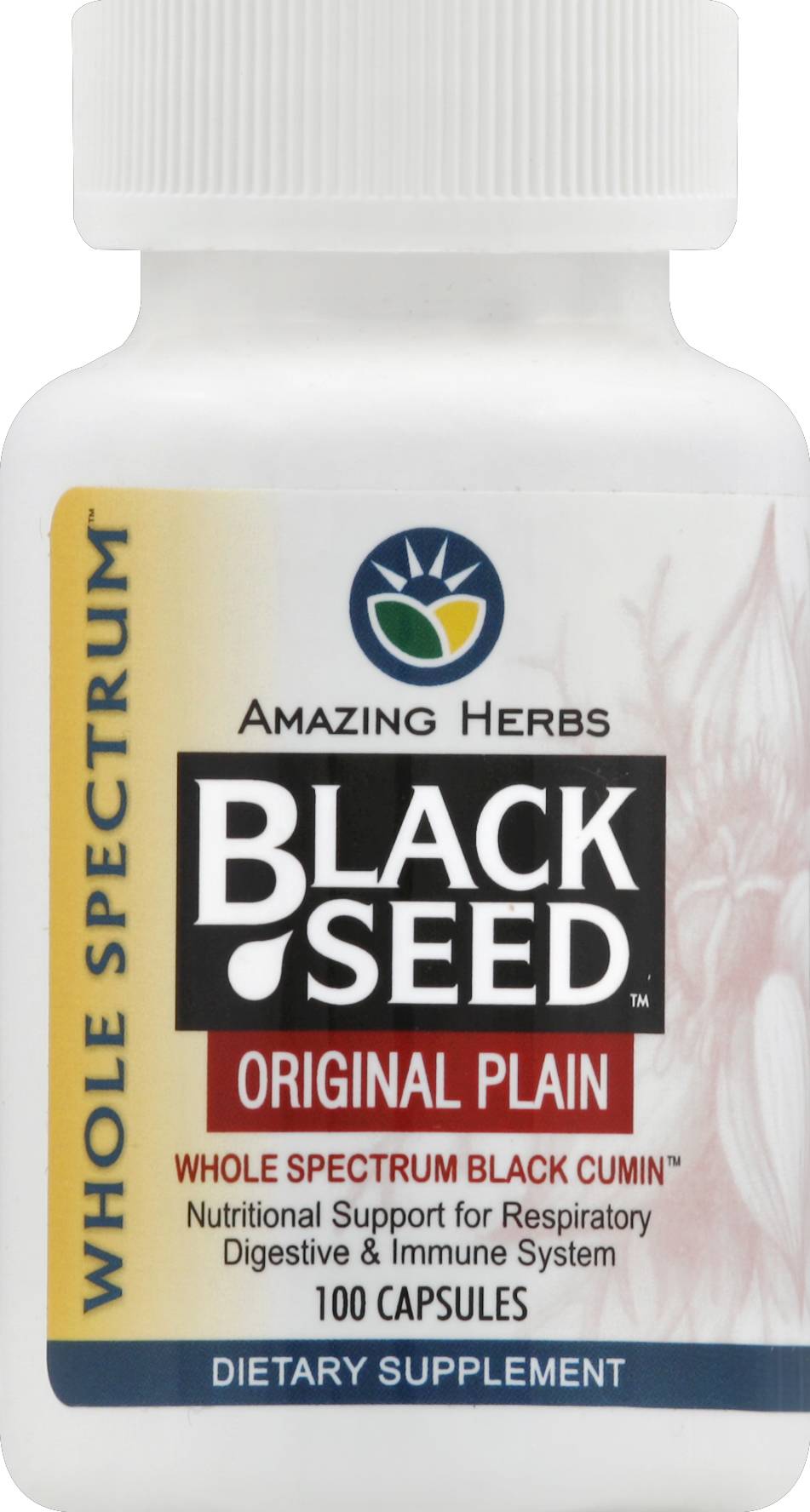 Amazing Herbs Original Plain Black Seed Capsules (100 ct)