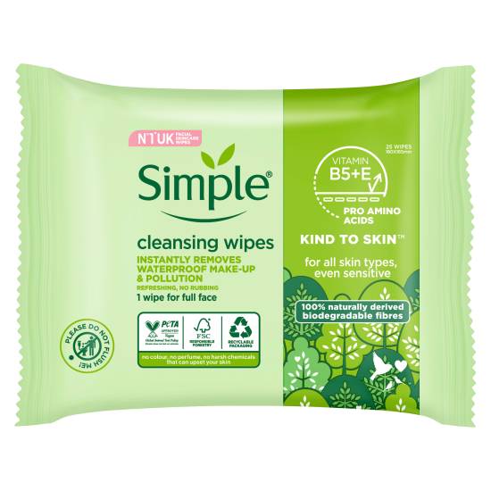 Simple Biodegradable Cleansing Wipes (25 pack)