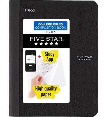 Five Star College Rule Composition Notebooks, Multicolor (6 pack)