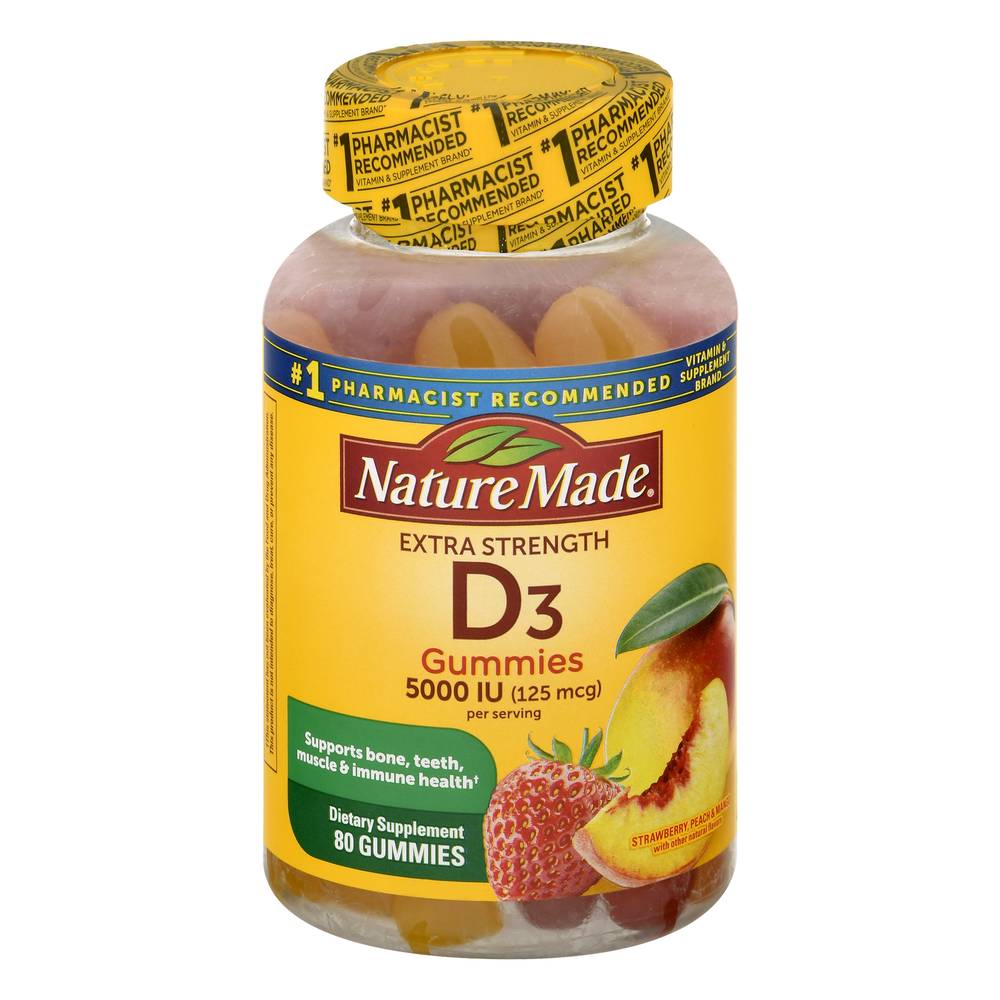 Nature Made Vitamin D3 Strawberry Peach & Mango 5000 Iu Gummies (80 ct)