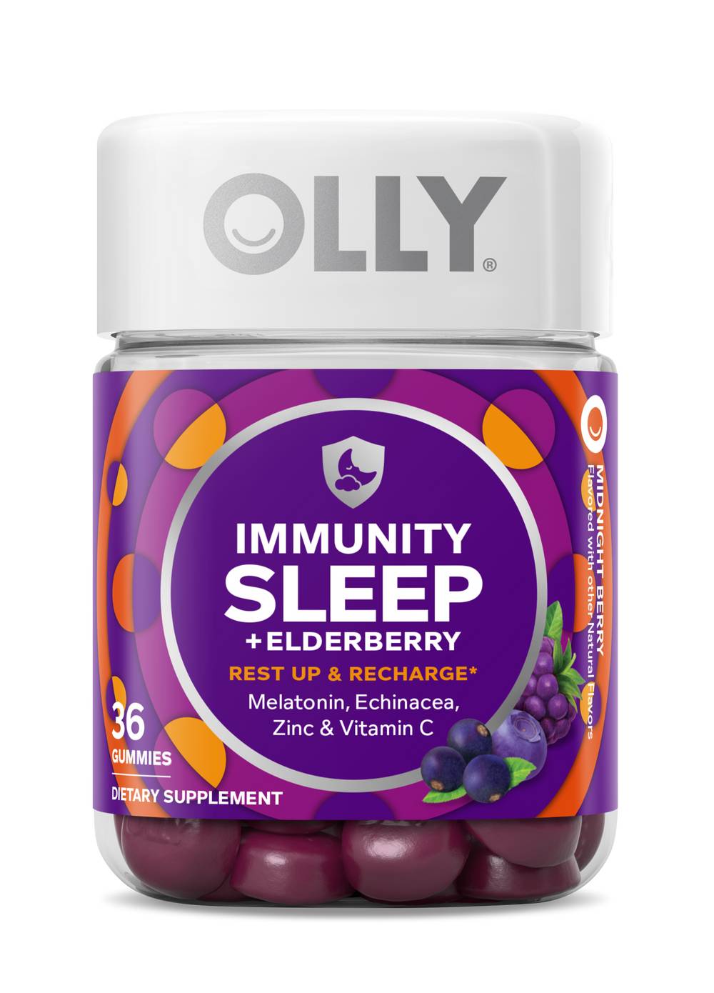Olly Midnight Berry Immunity Sleep Gummies, Elderberry (36 ct)