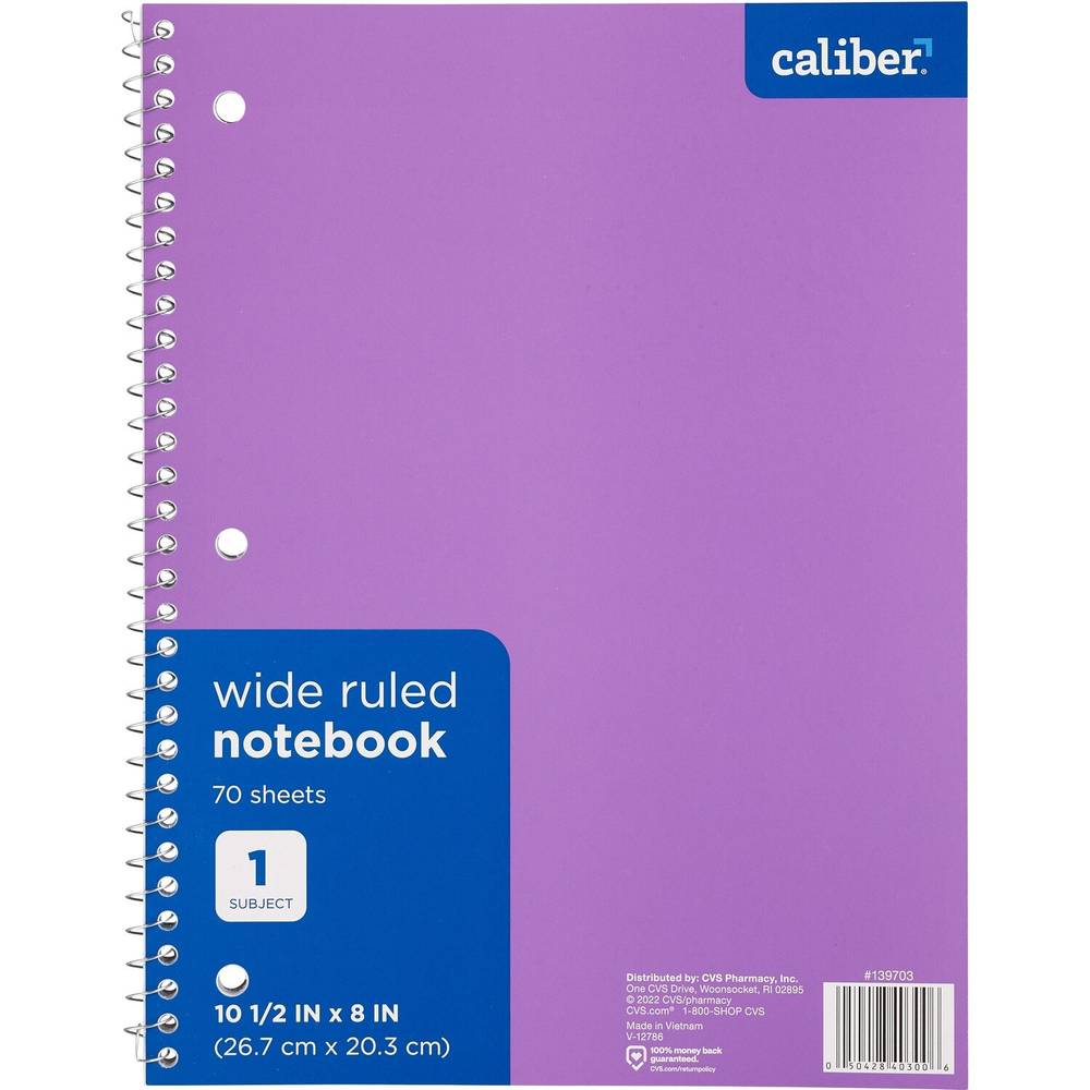 Caliber 1 Subject Notebook Wide Ruled
