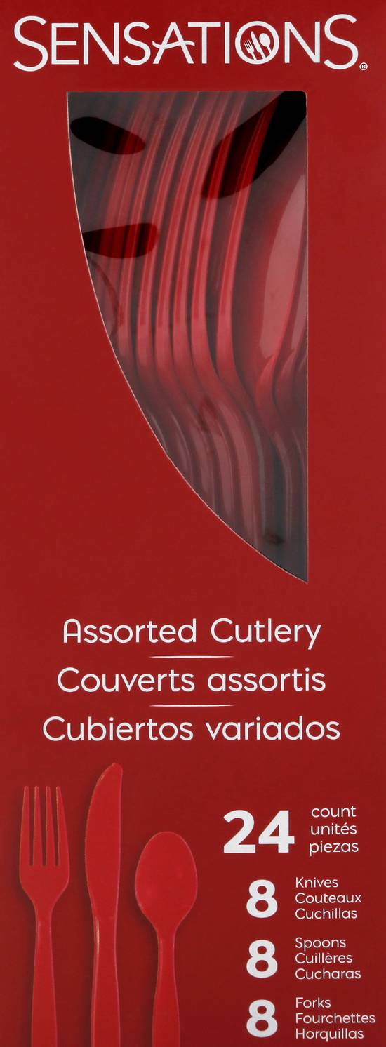Sensations Red Plastic Assorted Cutlery