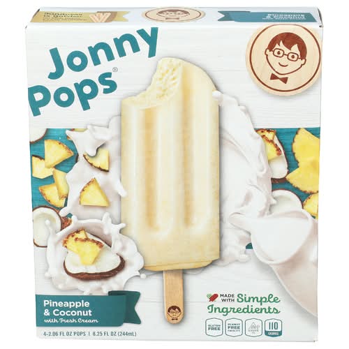 Jonny Pops Pineapple & Coconut With Fresh Cream 4 Pack Frozen Bars