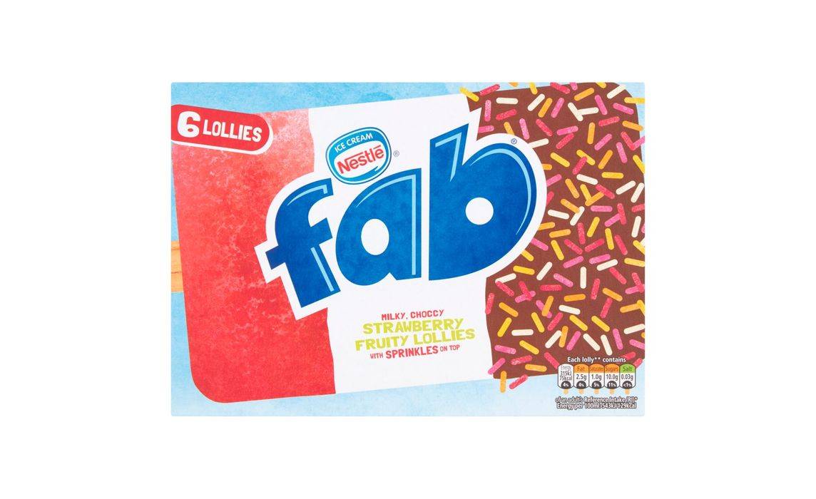 Nestle Fab Strawberry Fruity Lollies 6 pack (397172)