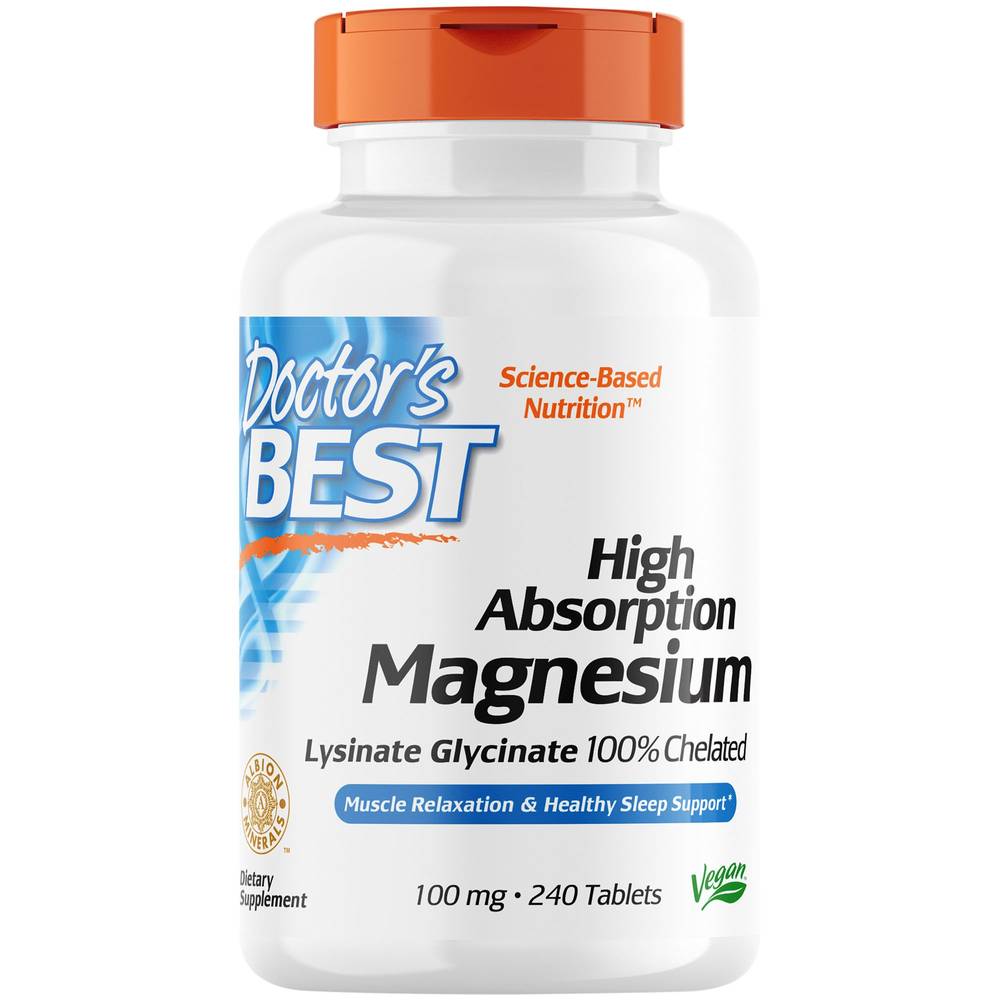 Doctors Best High Absorption Magnesium 100% Chelated 100 mg Tablets