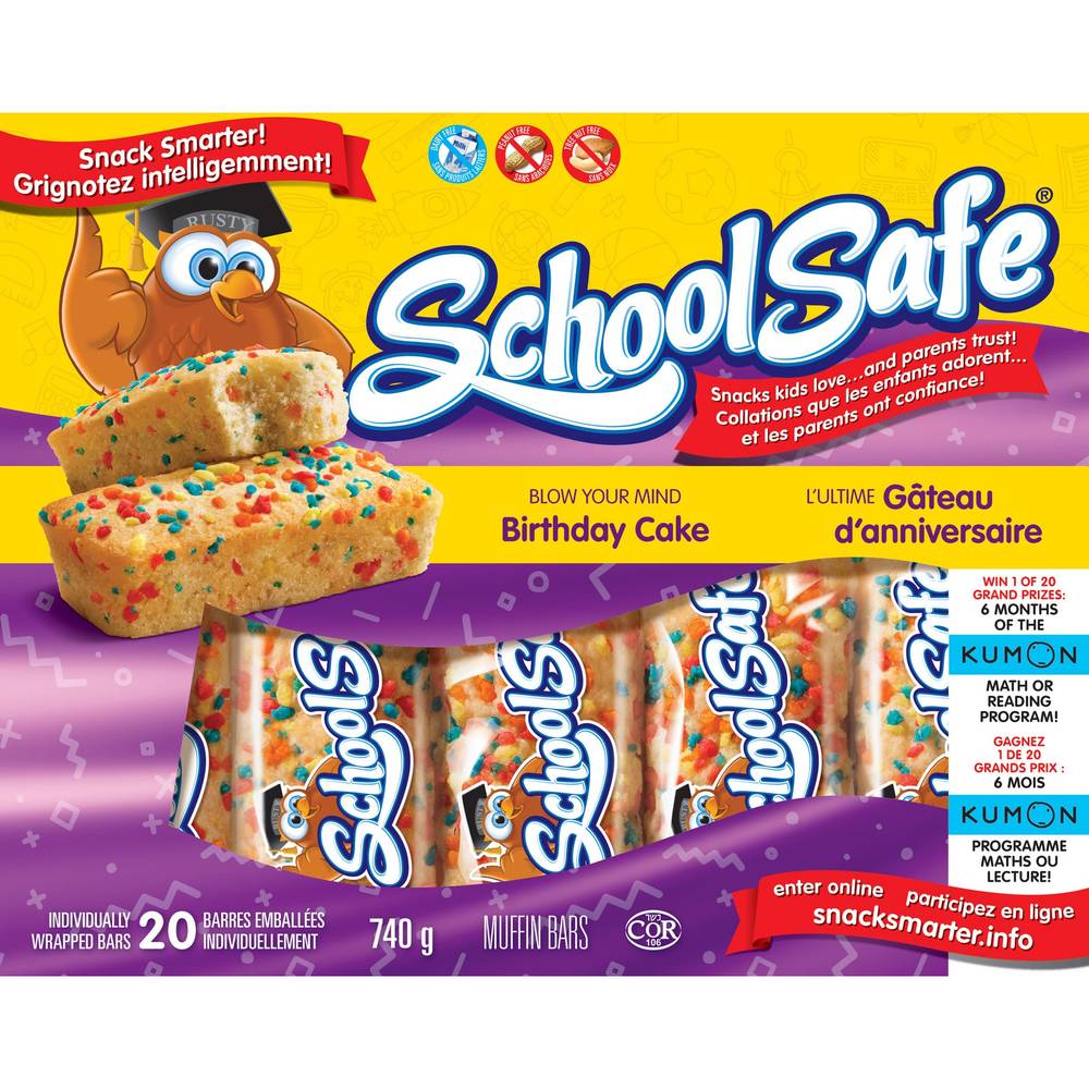 School Safe Gâteau D'anniversaire Barres De Muffins (740 g) - Birthday Cake Wrapped Muffin Bars (740 g)