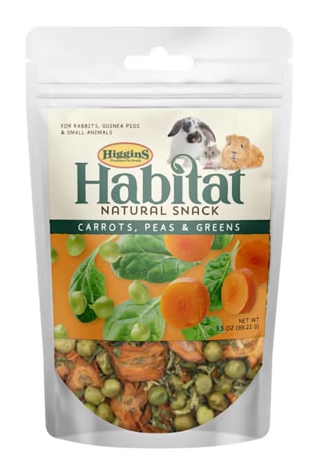 Higgins Habitat Natural Snack Carrots, Peas & Greens Treats for Rabbit, 3.5 oz.