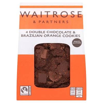 Waitrose & Partners Chocolate-Brazilian Orange, 4 Double Cookies