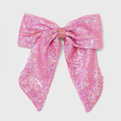 Cat & Jack Sequin Bow Barrette, Women, Pink