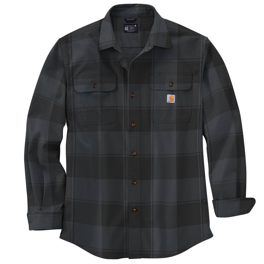 Carhartt Men's Black Flannel Long Sleeve Button-down Shirt (X-large) | 106356-BLKXL