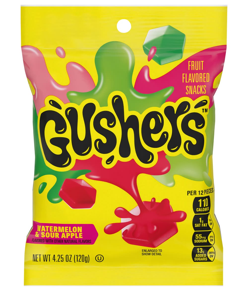 Gushers Fruit Flavored Snacks, Watermelon-Sour Apple (4.25 oz)
