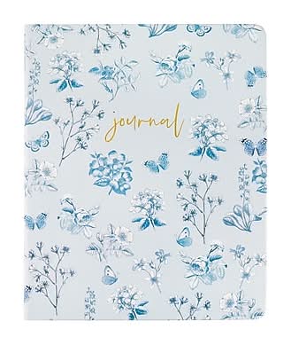 Eccolo Hardcover Journal, 8 x 10, Narrow Ruled, Blue Floral (ST512)