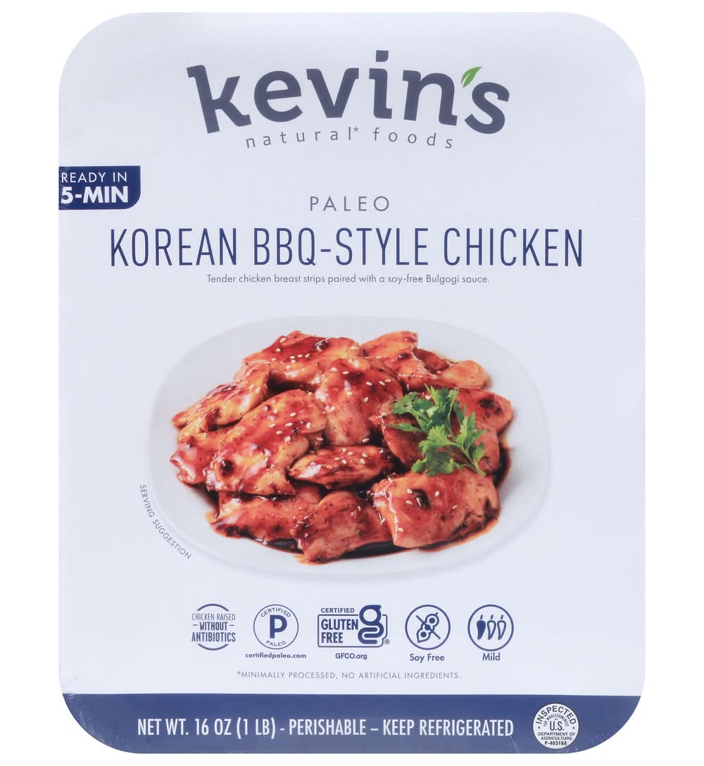 Kevin's Natural Foods Paleo Fully Cooked Chicken, Korean Bbq Style (16 oz)