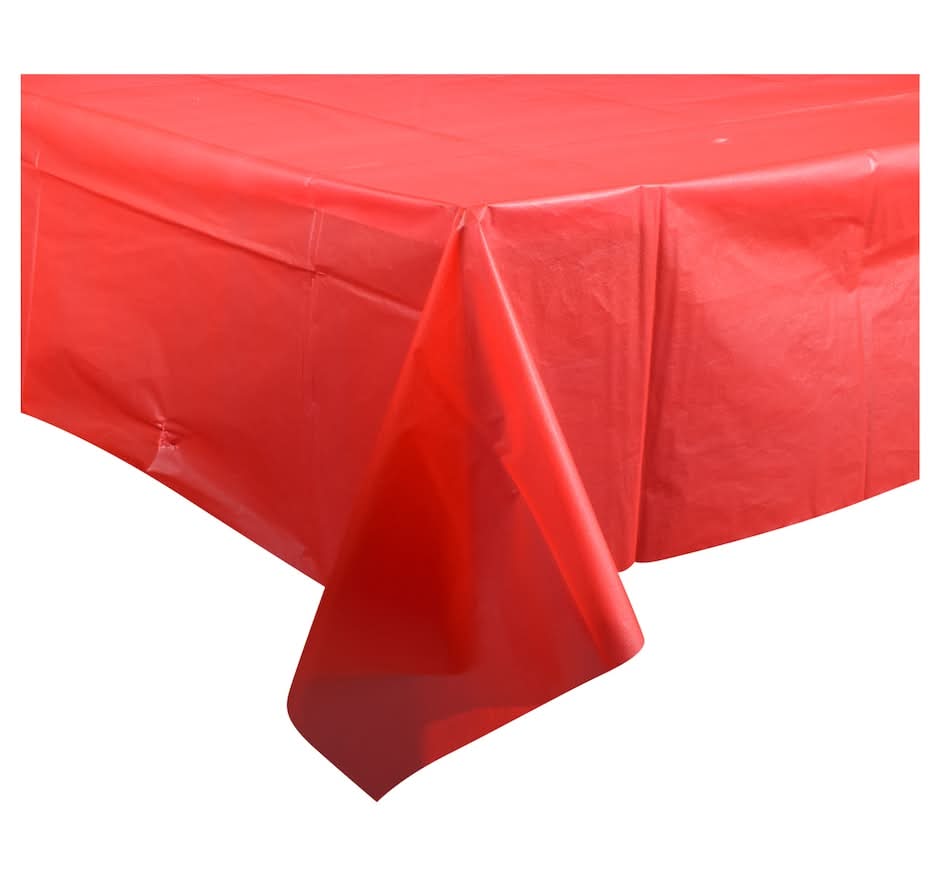 Plastic Table Covers, 54x108 in, Red