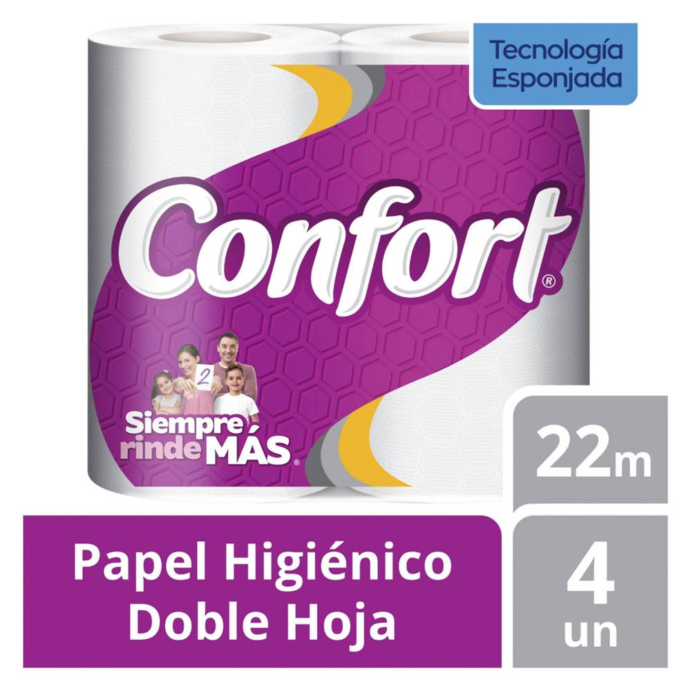 Confort papel higienico doble hoja (4 un)
