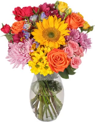 January Petal Of The Month Bouquet In Vase - Each