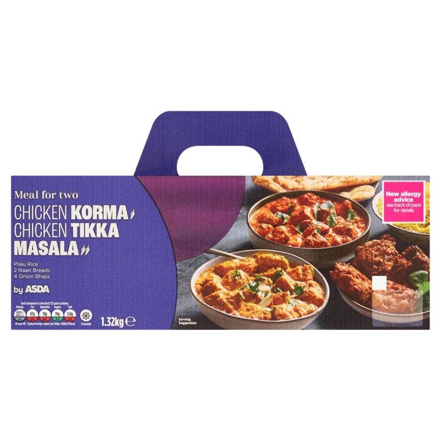 Asda Indian Chicken Korma and Chicken Tikka Masala Ready Meal for 2 1320G