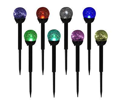 Color-Changing Crackle Glass 8-Piece LED Solar Pathway Light Set