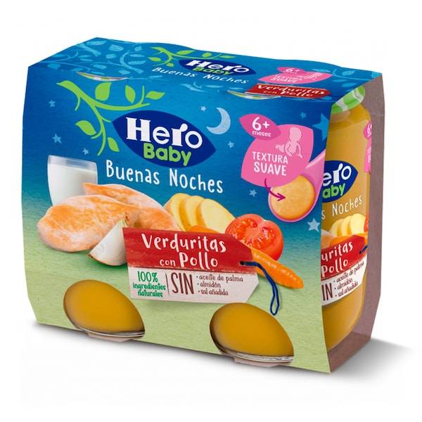 Puré verduritas con pollo Hero frasco 380 g