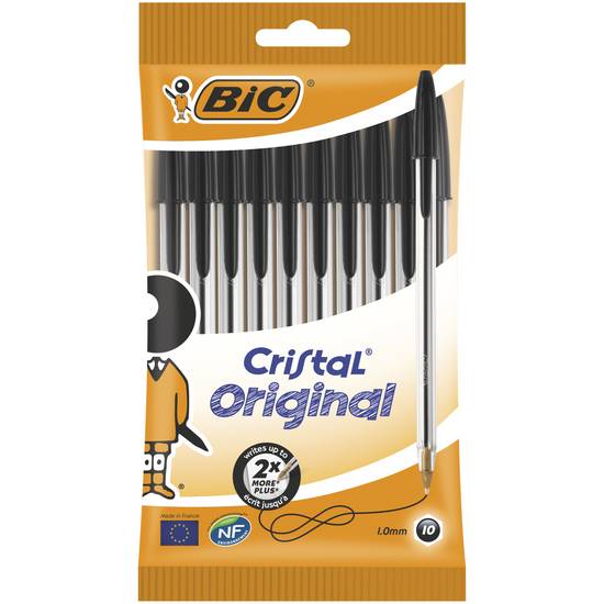 Bic - Cristal stylos bille cristal noir original (10 pièces)