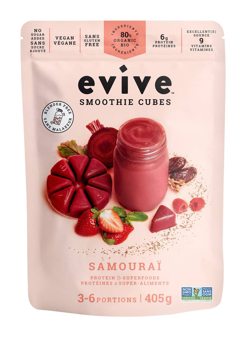 Evive cubes samouraï biologique - organic smoothie samourai cubes