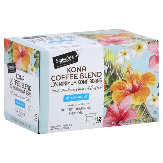 Signature Select Kona Coffee Blend Medium Roast Coffee Pods (12 pods)