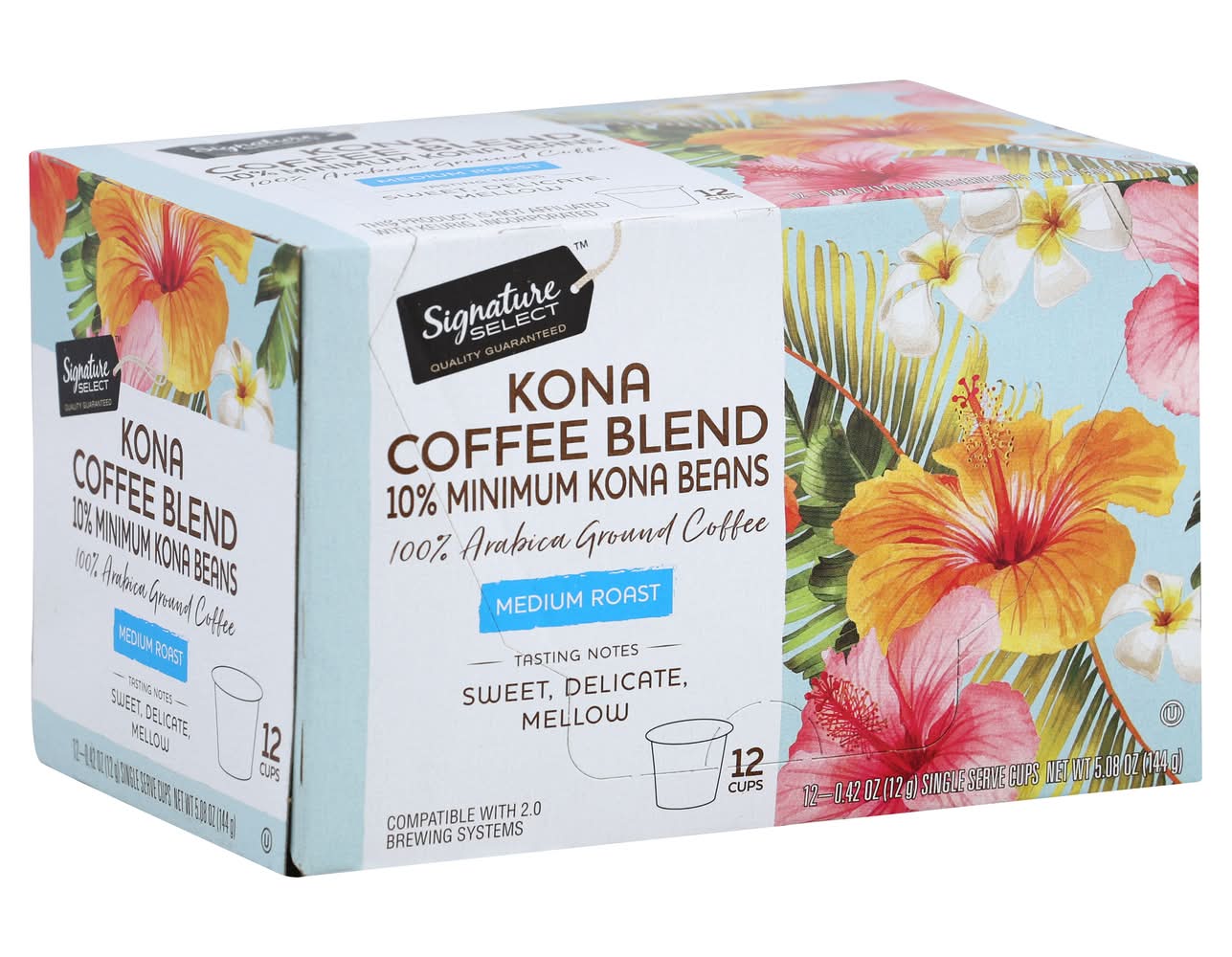 Signature Select Kona Blend Medium Roast Coffee Pods Cups (12 x 0.42 oz)