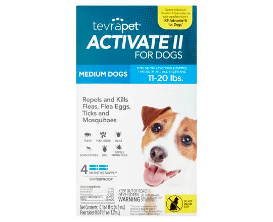 TevraPet Activate Ii Flea Treatment For Medium Dogs (0.16 fl oz, 4 ct)