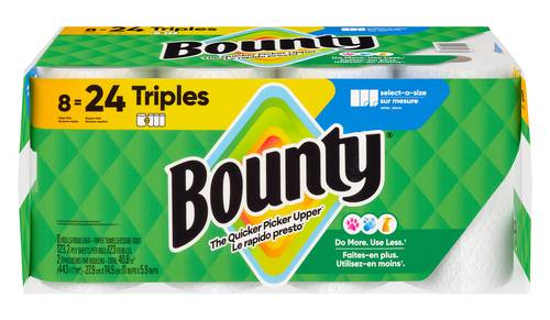 Bounty Triple Paper Towels Rolls, White (8 ct)