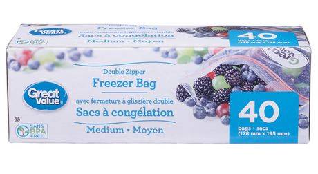 Great Value Slider Freezer Bags (15 bags, 203 mm x 178 mm)