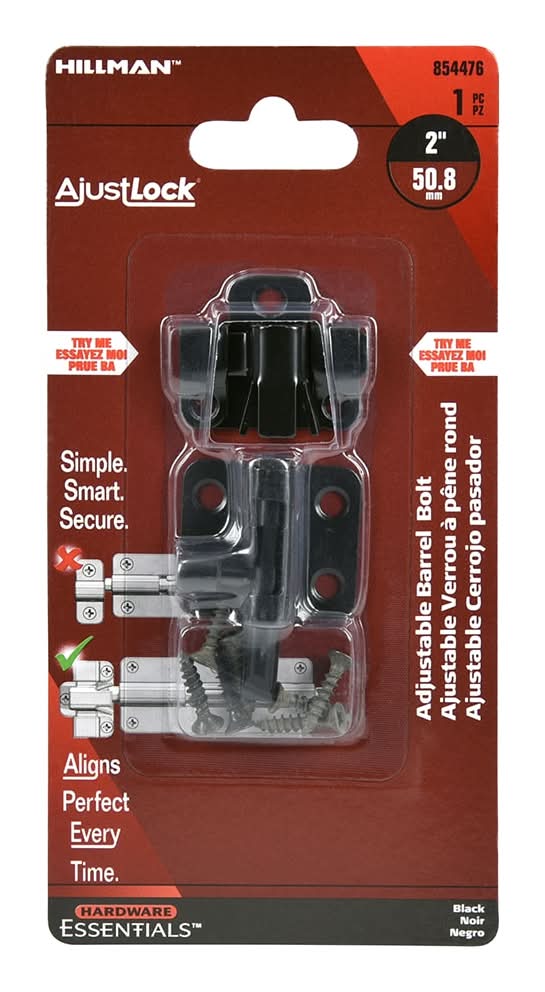 Hillman 2-in Black Steel Barrel Bolt