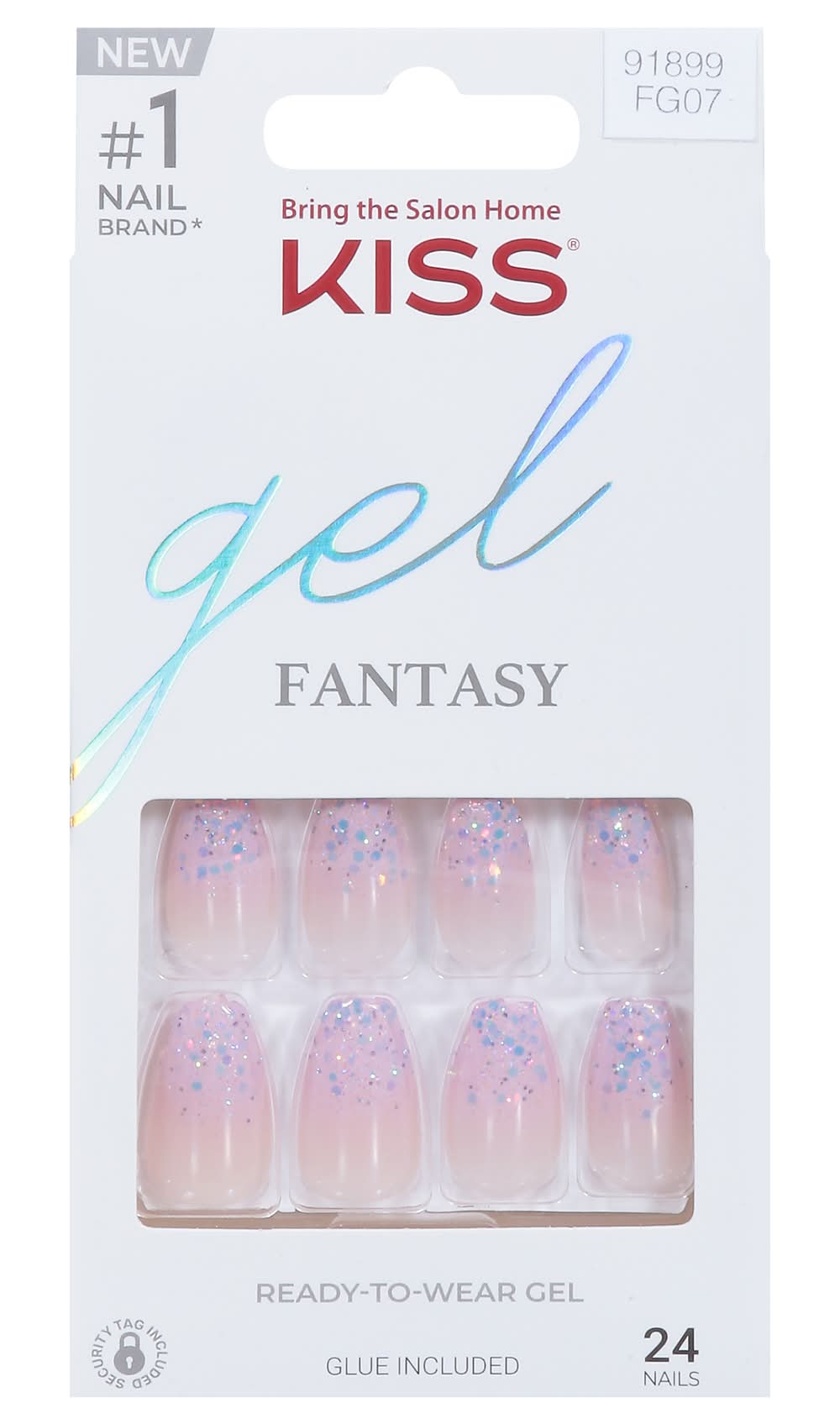 KISS Gel Fantasy Short Nails, Pink Gel (24 ct)
