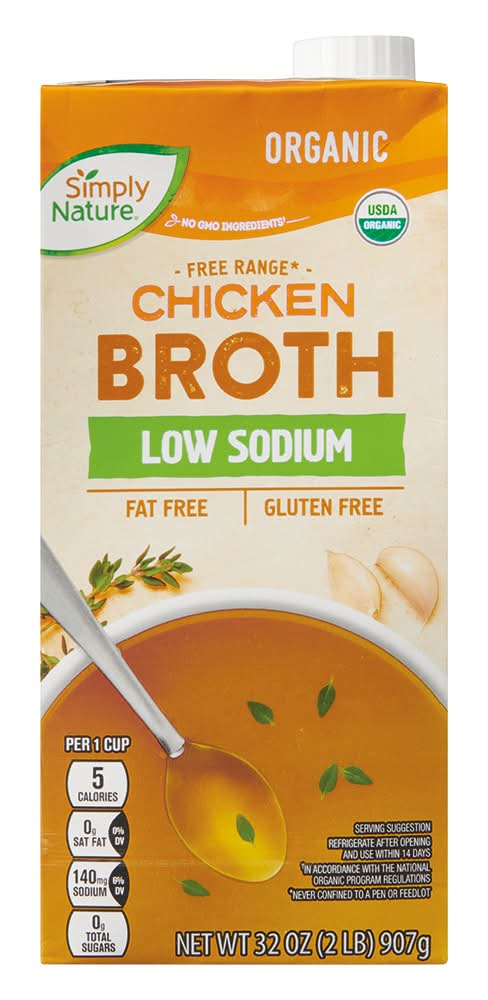 Simply Nature Organic Low Sodium Free Range Chicken Broth (32 oz)