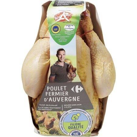 Poulet fermier jaune d'Auvergne Carrefour - le poulet