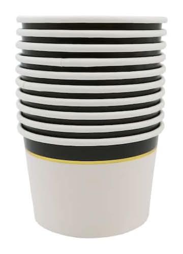Celebrate It Party Snack Cups 8 oz, Black & Gold (10 ct)