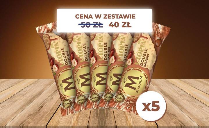 Zestaw 5 lodów na patyku MAGNUM HAZELNUT 85ml