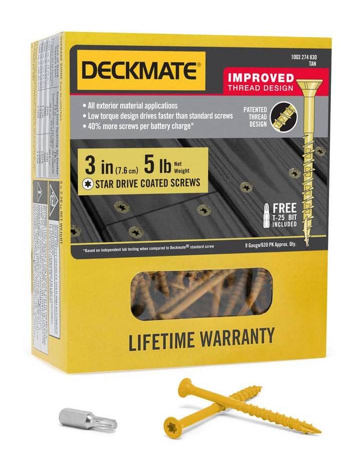 Deckmate #9 X 3 In. Tan Star Flat-Head Wood Deck Screw 5 Lbs.-Box (365-Piece)