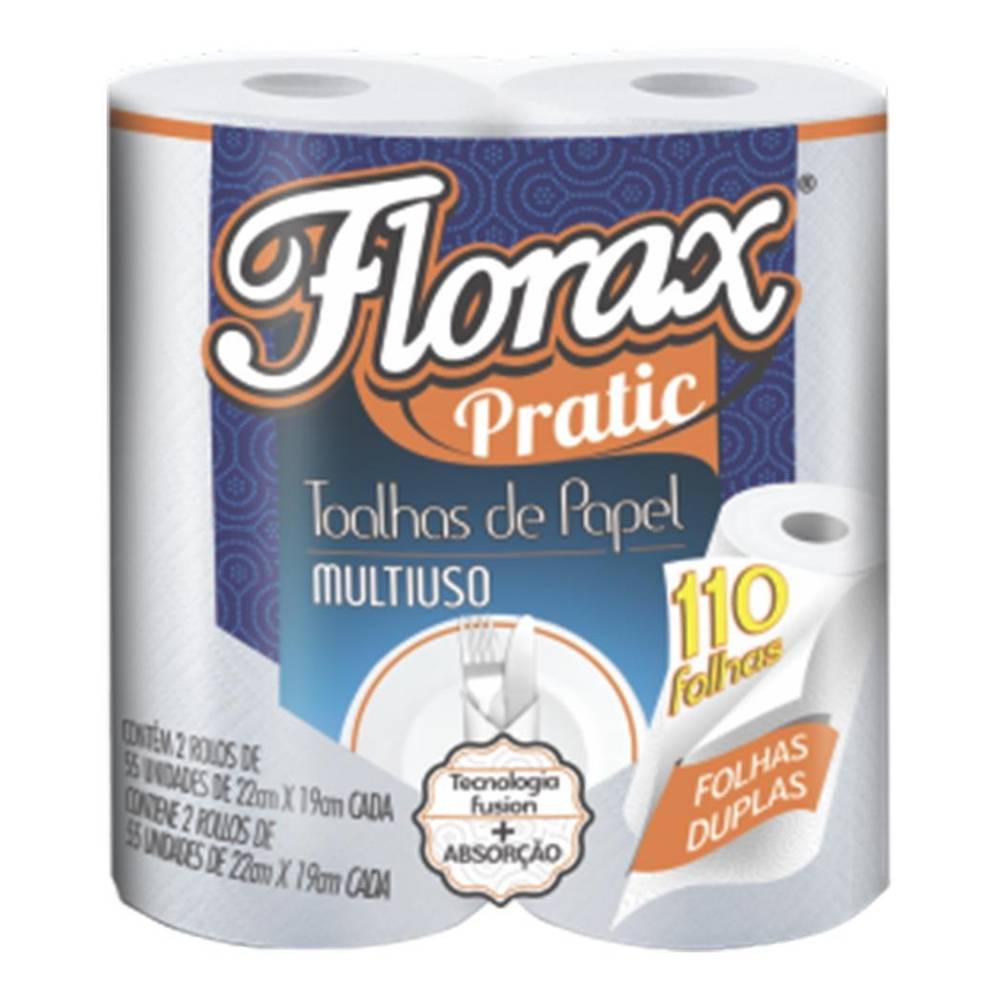 Florax papel toalha pratic folha dupla (2 rolos)