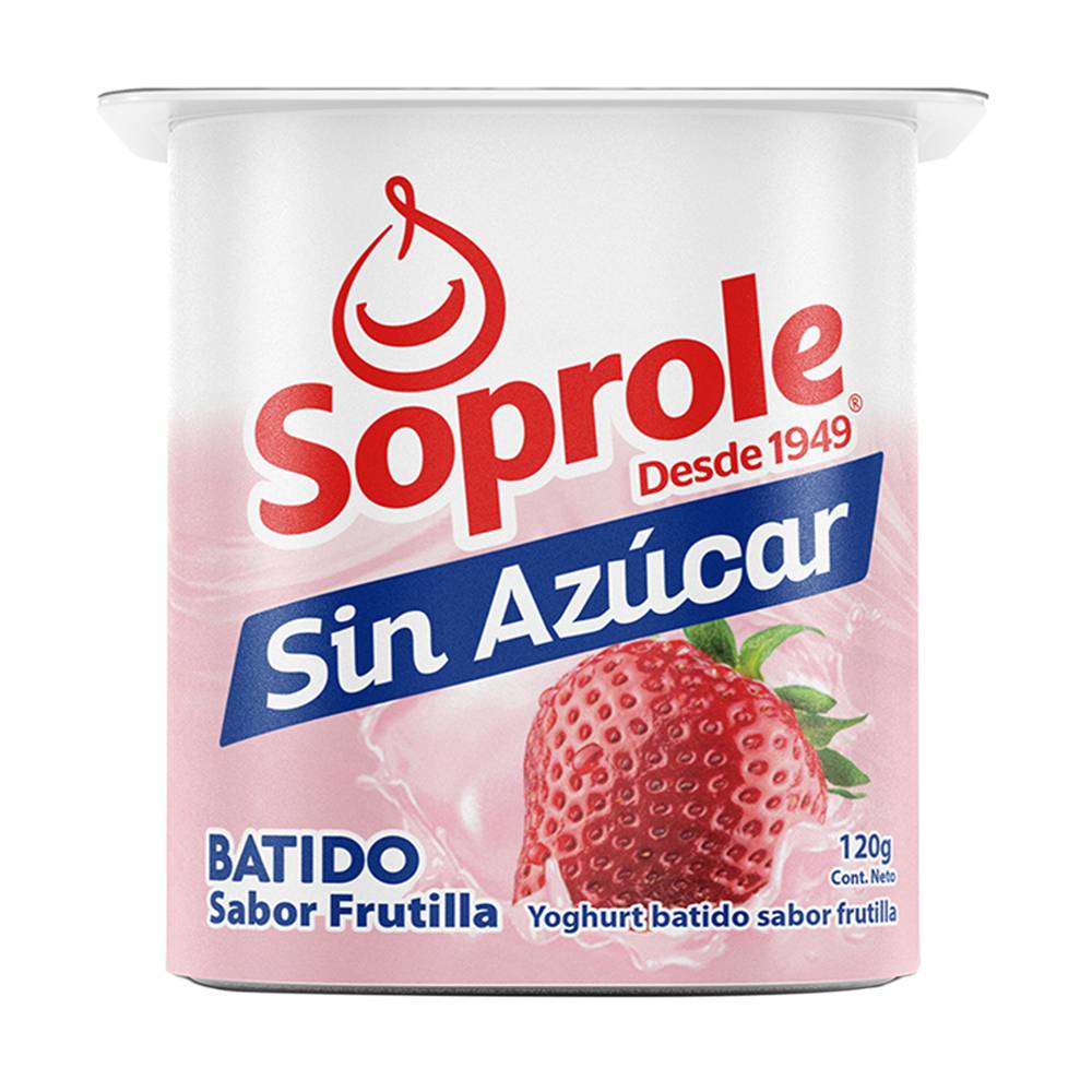 Soprole yoghurt sin azúcar frutilla (pote 120 g)