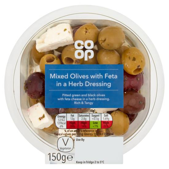 Co-op Mixed Olives With Feta in a Herb Dressing (150g)