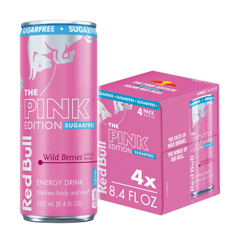 Red Bull The Pink Edition Sugarfree Energy Drink, Wild Berries (4 x 8.4 fl oz)