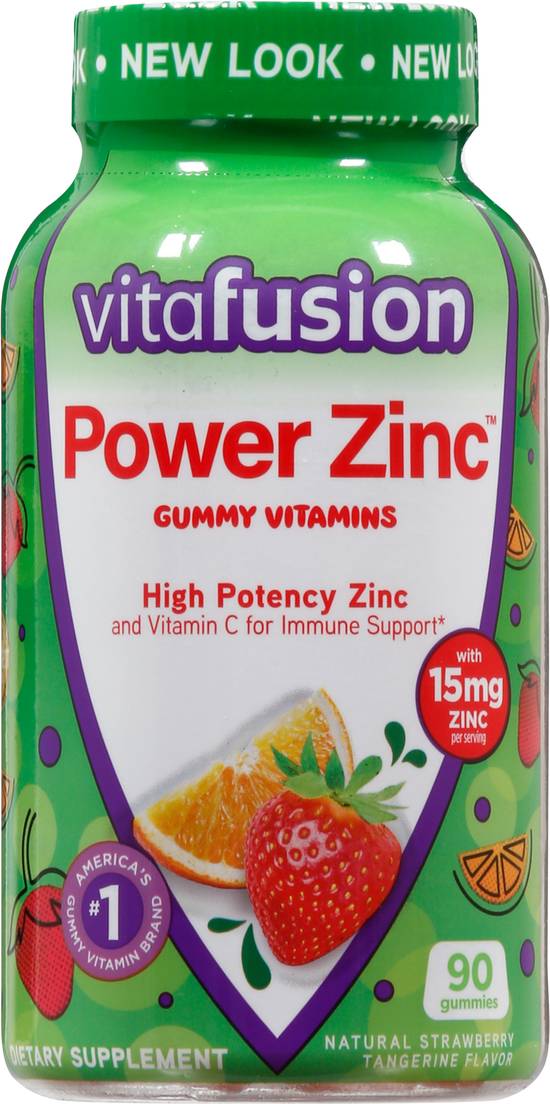 Vitafusion Power Zinc Strawberry Tangerine Flavor Gummy Vitamins Gummies (90 ct)