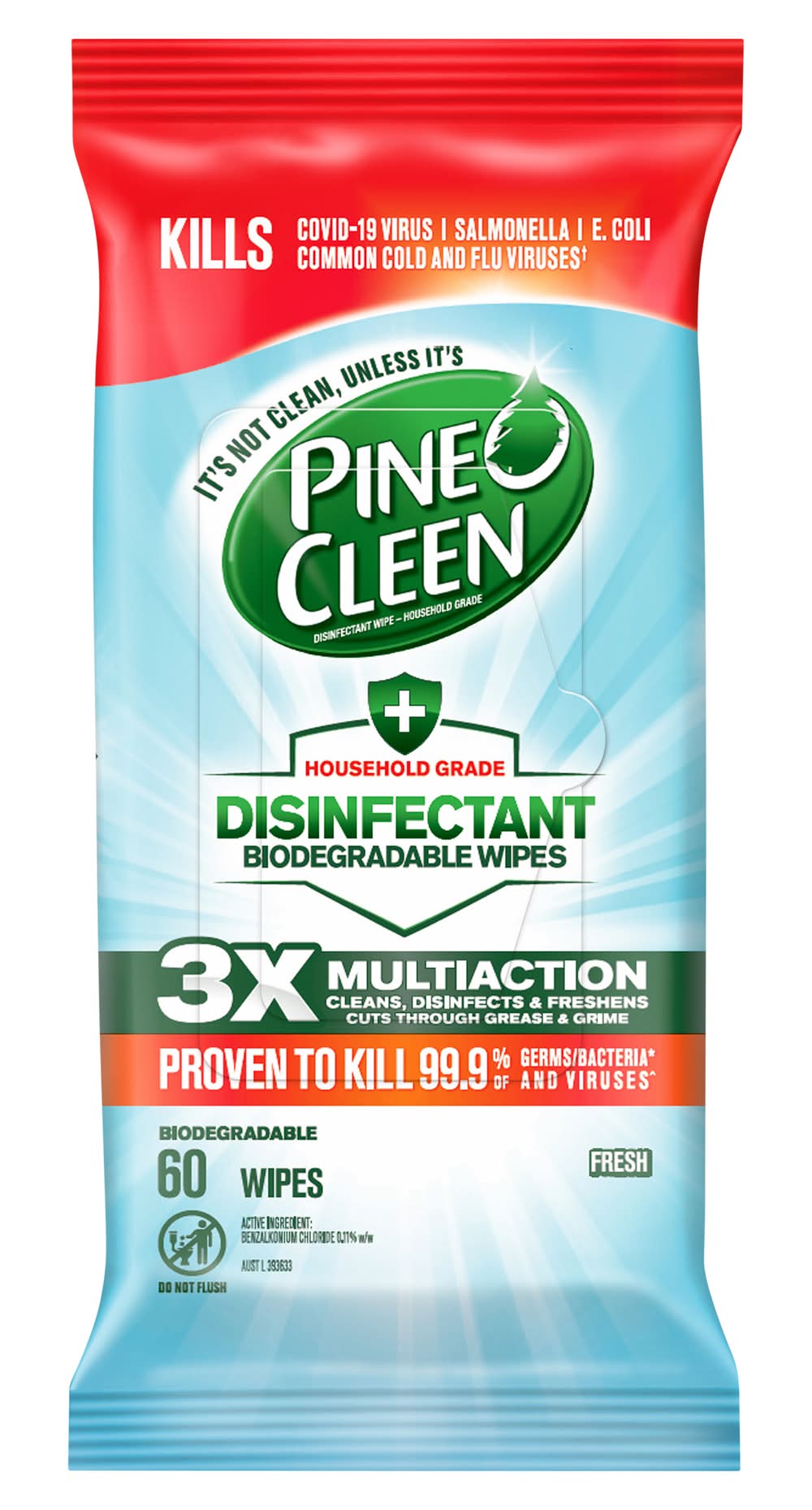 Pine O Cleen Disinfectant Biodegradable Fresh Wipes (60 pack)