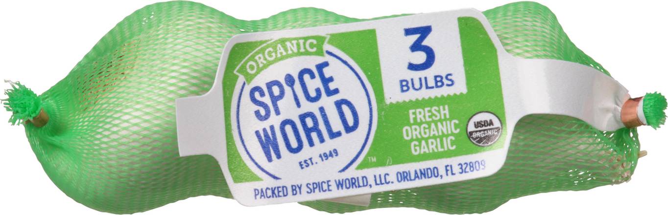 Spice World Organic Fresh Garlic (3 bulbs)