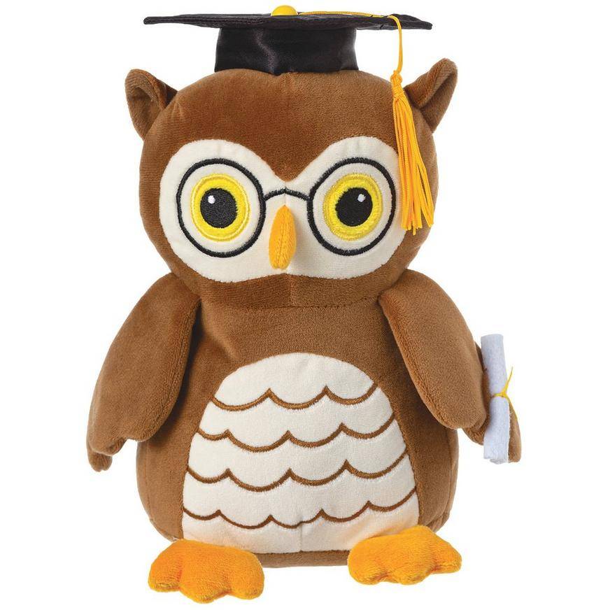 Party City Uninflated Plush Graduation Owl Balloon Weight (brown)